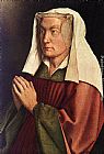Jan Van Eyck Canvas Paintings - The Ghent Altarpiece The Donor's Wife [detail]